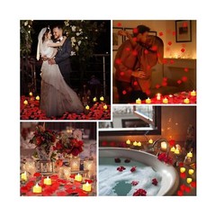Coume 6000 Pieces Artificial Rose Petal with 72 Pieces Romantic Heart Led Can…