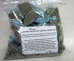 Set of 80 Lavender Sachets made with Light Blue Organza Bags