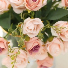 BLUSH 2 Bouquets 12″ Faux Open Roses Artificial FLOWER Bushes Party Events