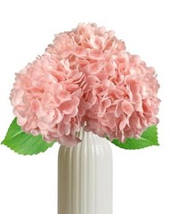 3Pcs Real Touch Hydrangea Artificial Flowers – 16.7″ 3D Latex Light – Pink