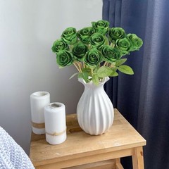 Hananona Artificial Roses Flowers for St. Patrick’s Day，Pcs Silk Rose 12 Green