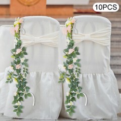 10 Pieces Wedding Chair DIY Decorations, Wedding Aisle Floral Artificial Flowers