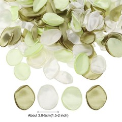 300pcs Artificial Rose Petals Fake Silk Flower Petals, White/Light Green/Green
