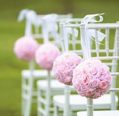Lot of 6 Blush Pink Rose Kissing Balls 7″ Wedding Decor Pomander Hanging Floral