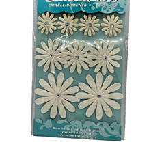 Celebrations Paper Flower by Petaloo Crafts Jeweled Layered Daisies White 9 pc