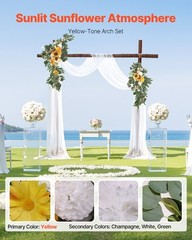 Uimoso Artificial Wedding Arch Flowers Kit with Drapes Kit Deluxe White