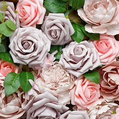 Pink Coral Foam Roses Peonies Assorted Silk Florals Artificial Flowers Box Party