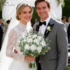 120 Mixed Eucalyptus Greenery Stems, White Silk Roses, Baby Breath
