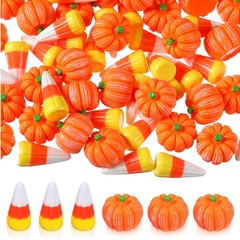 Wettarn 120 Pcs Fake Candy Corn Pumpkin Fall Resin Mini Orange
