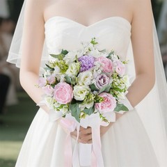 Wedding Bouquets for Bride with Silk Ribbon Photo Props Elegant Handmade Wedding