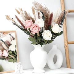 40 PCS Boho Dried Flowers Bouquet with Pampas Grass Eucalyptus Baby Breath