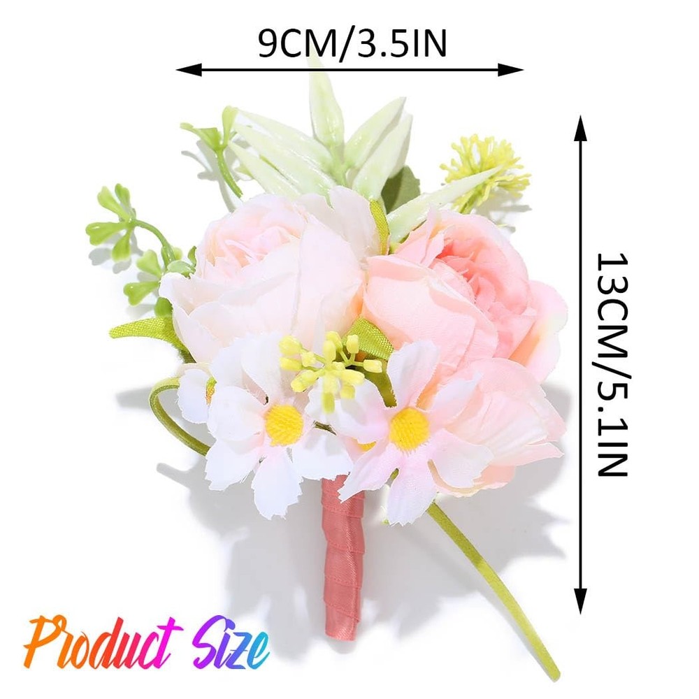 Pink Wedding Rose Boutonniere Men Groom Flower Pin Wedding Suit Decoration