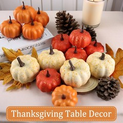 LZNPA 16PCS Artificial Mini Fake Pumpkins Set with 16 Pcs Fall Pumpkin