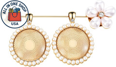 Antique Gold Pearl Wedding Bouquet Charm with Double Frame Pendant