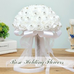 Wedding Bride Hand Tied Artificial Bouquet Rose Festival Bar Party Crystal Decor