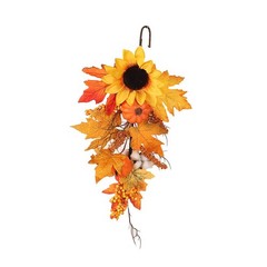 Maple Teardrop Wreath Fake Wall Decor Hanging Farmhouse Ornament Rustic Fall