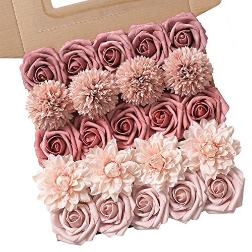 Artificial Flowers Combo Box Set Gradient Color Flower Leaf with Pink Purple