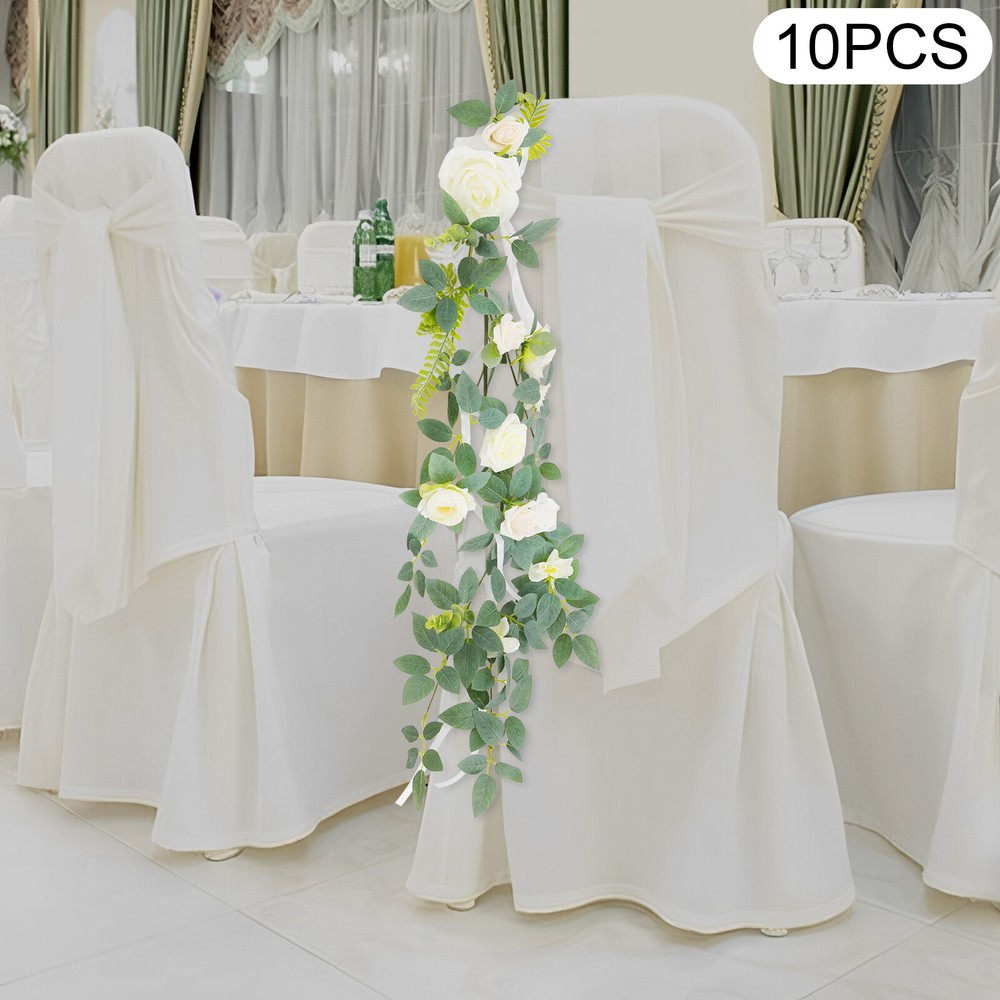 10 Pieces Wedding Chair DIY Decorations, Wedding Aisle Floral Artificial Flowers