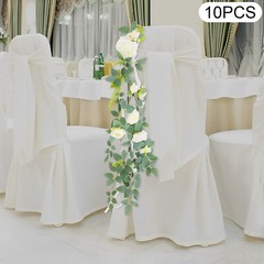 10 Pieces Wedding Chair DIY Decorations, Wedding Aisle Floral Artificial Flowers