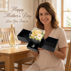 Preserved Three Real Champagne Rose with I Love You