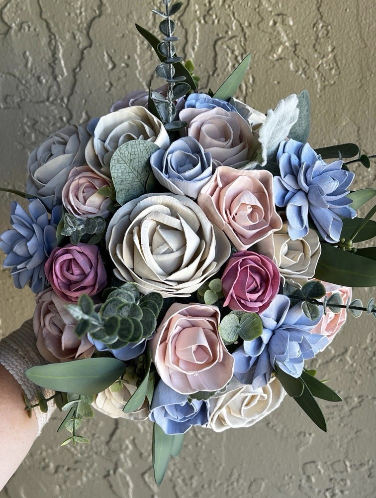 Unused Pine & Petal Sola Wood Wedding Bouquet Bridal Flowers