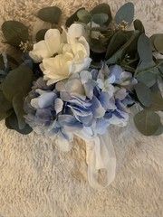 Lot Of 3 Blue Hydrangea & White Bridal Bouquet Bridesmaid Wedding Flowers