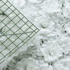 4 White Roses and Hydrangea Flowers Mat Wall Backdrop Panels Wedding Decorations