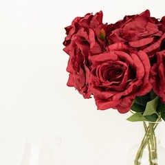 BURGUNDY 2 Bushes 17″ Premium Silk Roses Artificial FLOWERS Bouquets Party