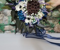 Bride, Maid of Honor Bridesmaid Bouquet Mix dried Eucalyptus wood & Silk flowers