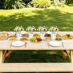 4 Sets Wedding Flower Centerpiece for Tables 4 White Vases & 8 Champaign Roses