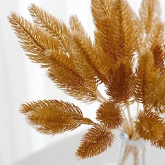 4 Gold Metallic Artificial Pine Grass Bushes Party Decorations