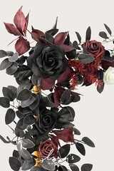 5FT Black Burgundy Artificial Flower Garland Fake Rose Leaves Floral Garland A..