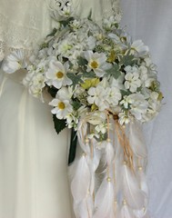 Feather and Flower Gypsy Boho Silk Wedding Bouquet