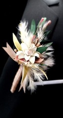 boutonniere for men Prom Wedding One-of-a-Kind New Ribbon Flowers Bling