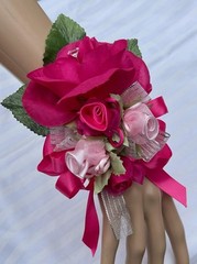 Hot Pink Fuchsia Corsage Boutonniere Prom Dance Wedding Homecoming Flowers