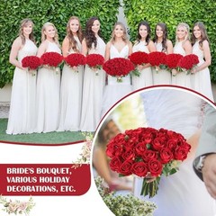 Pcs Artificial Roses Bulk Velvet Silk Red Rose Roses for Wedding 60 Burgundy