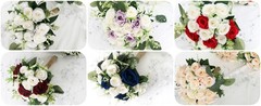 Set of 4 Bridesmaid Bouquets for Wedding – Silk Artificial Ivory Bridesmaid