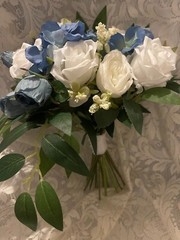 WEDDING BOUQUET SET 18pc set FREE SHIPPING! DUSTY BLUE! Custom Colors Too