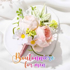 Pink Wedding Rose Boutonniere Men Groom Flower Pin Wedding Suit Decoration