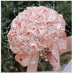 Versatile 8.7″ Peach Pink Brooch Bouquet for Weddings & Special Occasions