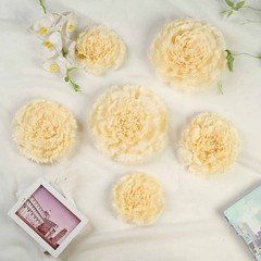 24 pack 7″ 9″ 11″ Ivory and Cream Tissue Paper Carnation Flowers Home Backdrop