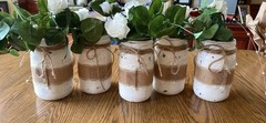 BRIDE Rustic Mason Jars W/ Flowers Beads Greenery Wooden Hearts Twine