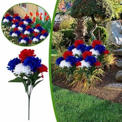 10pcs Patriotic Red White Blue Peony Bouquet Indoor Outdoor Decor