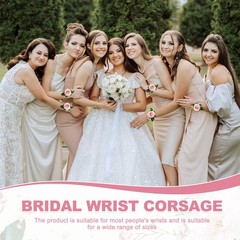 4 Pcs Corsage Wristlet Band, Elastic Wrist Corsage Bracelets Bands, Gold