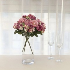 DUSTY ROSE 2 Bouquets 12″ SILK FLOWERS Assorted Artificial Floral Bushes Party