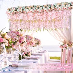 12 Pack Hanging Wisteria Flowers, 3.6 Feet Artificial 12 Pcs Light Pink