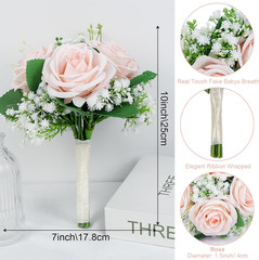 Blush & Burgundy Artificial Bridesmaid Bouquets – Set of 6 Peach Pink 2024