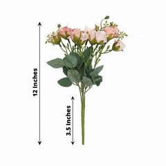 BLUSH 2 Bouquets 12″ Faux Open Roses Artificial FLOWER Bushes Party Events
