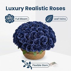 Pcs Navy Blue Roses Artificial Flowers Bulk, Artificial Roses Fake 55 Navyblue