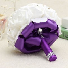 Crystal Foam Roses Bridesmaid Wedding Bouquet Artificial Silk Bridal Bouquet